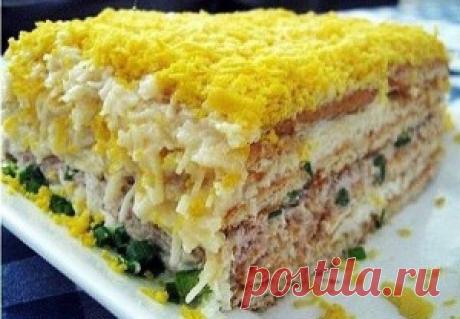 Рыбный торт-салат