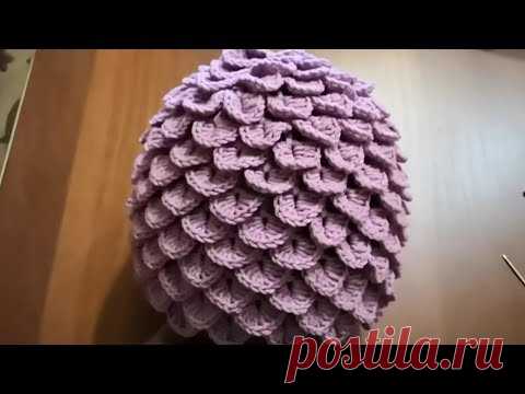 Шапка ,,Крокодиловая кожа,, крючком.