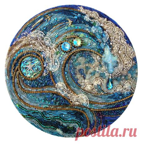 Quite Clearly Ocean | 10" diameter Beaded mosaic on wood. Re… | Flickr