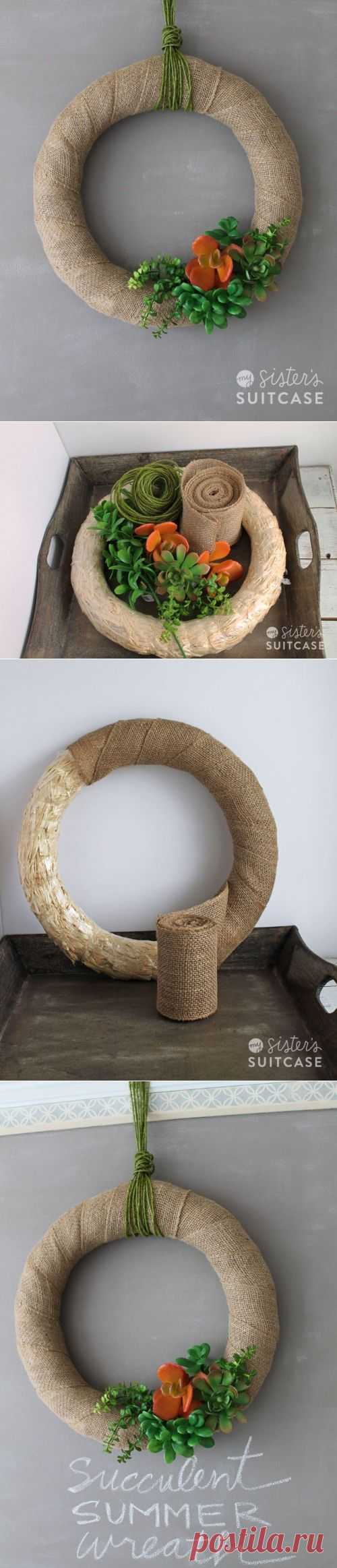DIY Венок с суккулентами