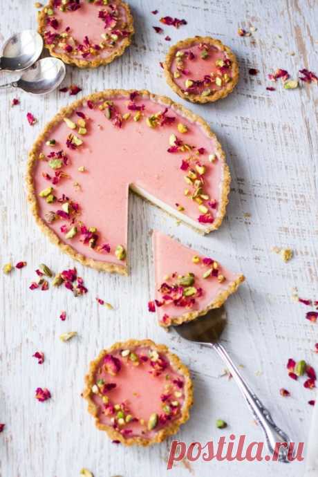 Pistachio Rose Panna Cotta Tart | Sugar Salt Magic