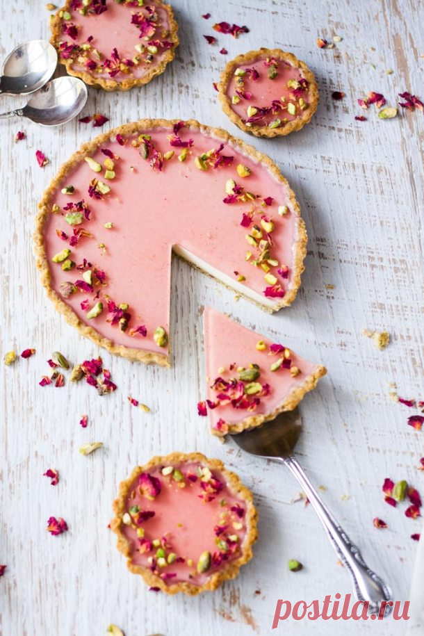 Pistachio Rose Panna Cotta Tart | Sugar Salt Magic