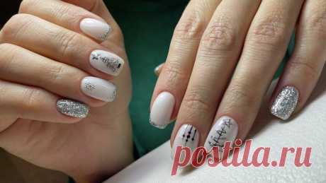 Новогодний маникюр на короткие и длинные ногти