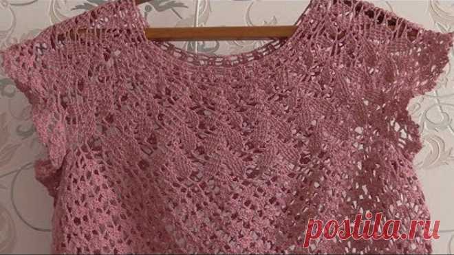 Вязание круглой кокетки крючком. Часть2.Схема. Видео урок.