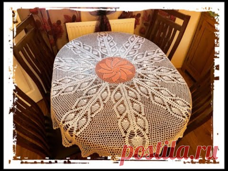 How to crochet big round tablecloth with double pineapple stitches adjustable size Part 4
