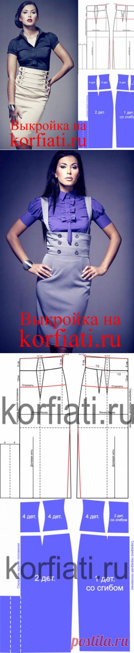 Выкройка юбки с поясом корсетом - ШКОЛА ШИТЬЯ А. Корфиати