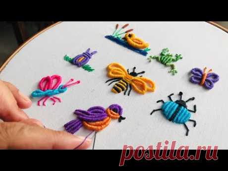 Hand Embroidery: 8 Bullion Cute Embroidery Designs For Shirts And T-Shirt - Embroidery For Beginners