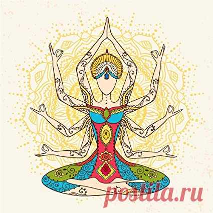 Yoga Man With Dreadlock. Ornament Beautiful Doodle Art. Concept Of