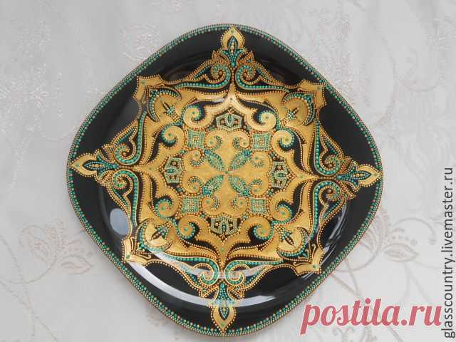 (2) Купить Тарелка интерьерная - разноцветный, точечная роспись, Тарелка декоративная, тарелка в подарок | декупаж тарелочки