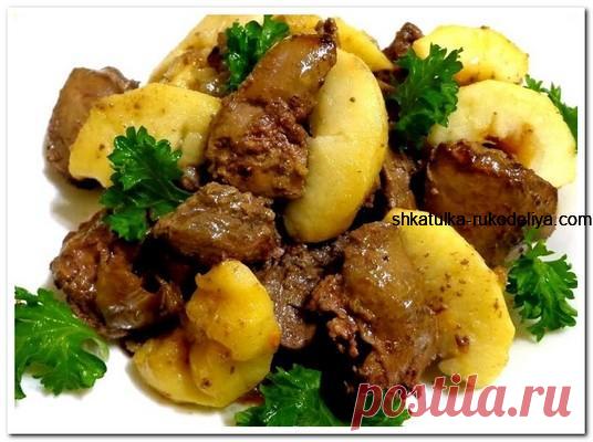 Куринная печень с карамелизированной грушей | Как готовится куриная печень с грушей