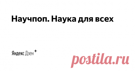 Научпоп. Наука для всех | Яндекс Дзен Научно-популярный канал. Рассказываем о науке и технике в современной и доступной форме.  Если у вас есть интересные темы для публикаций или материалы, которые вы хотели бы опубликовать, то напишите об этом: oskar21@list.ru или отправьте сообщение
По вопросам размещения рекламы: hello@adenisova.ru
