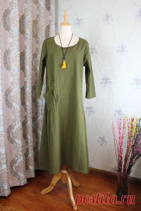 Linen midi Dress olive green Dresses Linen Kaftan Women | Etsy