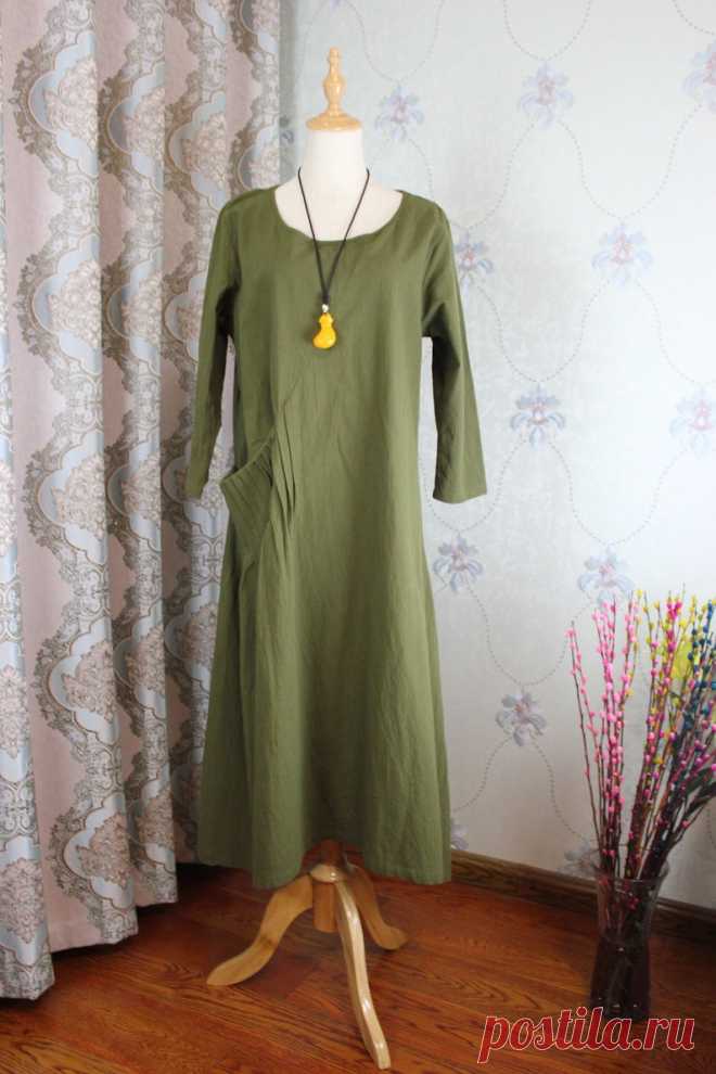 Linen midi Dress olive green Dresses Linen Kaftan Women | Etsy