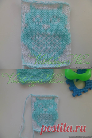 Детский жаккардовый узор спицами "Сова". Схема вязания.