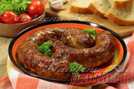 Домашняя колбаса из свинины в кишках