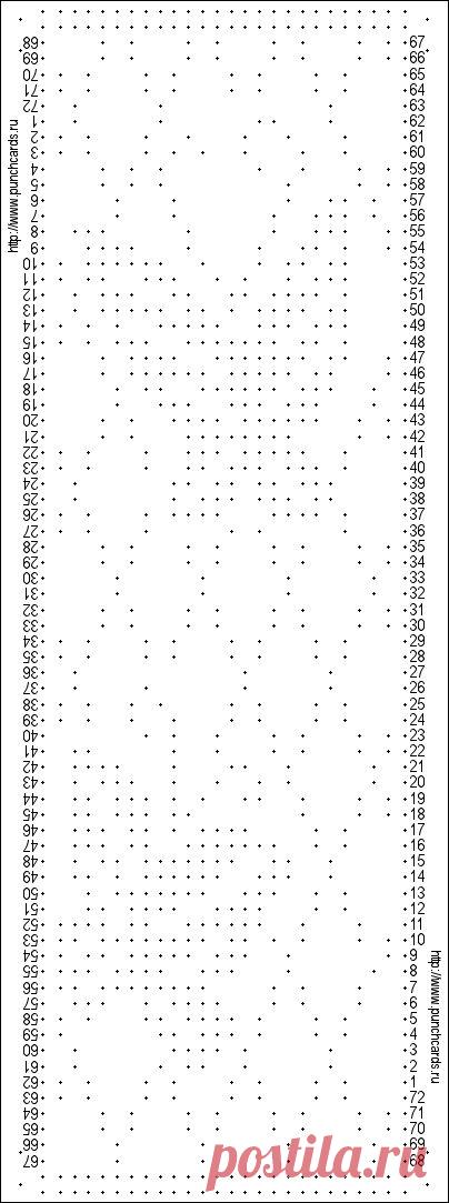 Просмотр рисунка перфокарты с раппортом 24 петли, пересчёт на две фонтуры, печать перфокарты