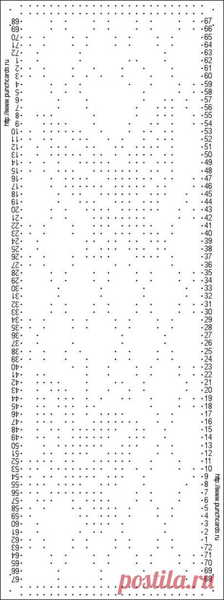 Просмотр рисунка перфокарты с раппортом 24 петли, пересчёт на две фонтуры, печать перфокарты