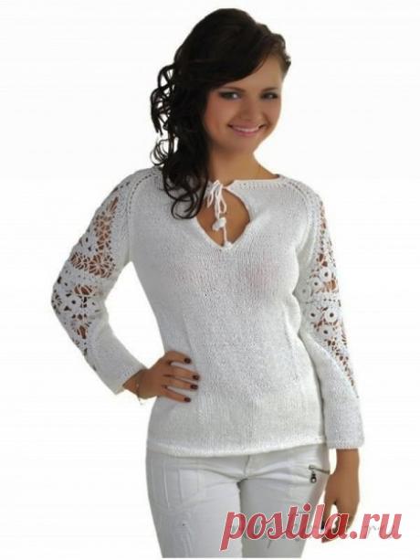 Кофточка с ажурными вставками » Сайт &quot;Ручками&quot; - делаем вещи своими руками
