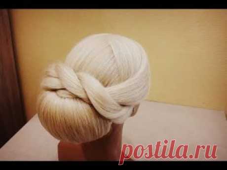 Потрясающая и Легкая вечерняя и свадебная прическа.Гладкий пучок.A light hairstyle based on a ray.