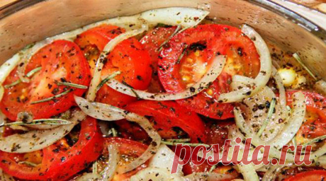 Простой рецепт вкусной закуски из помидоров и лука