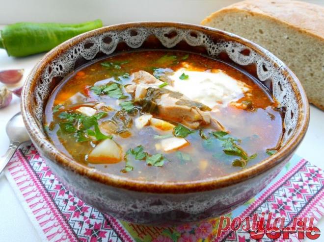 Борщ зеленый с курицей и томатом рецепт с фото