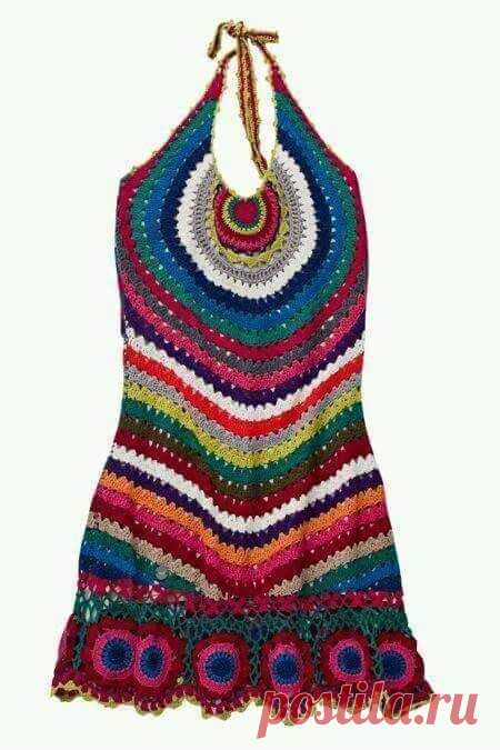 Saída de Praia Crochê Colorida - Katia Ribeiro Crochê Moda e Decoração