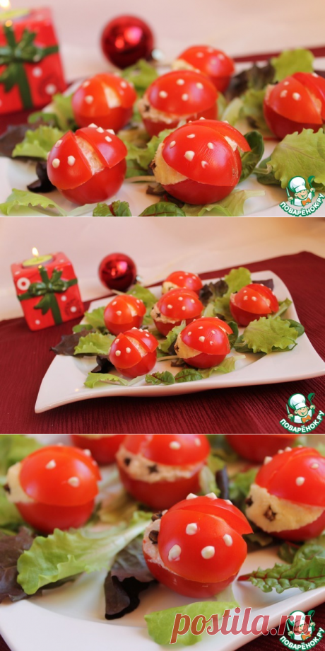 Закуска &quot;Божьи коровки&quot; с двумя начинками.