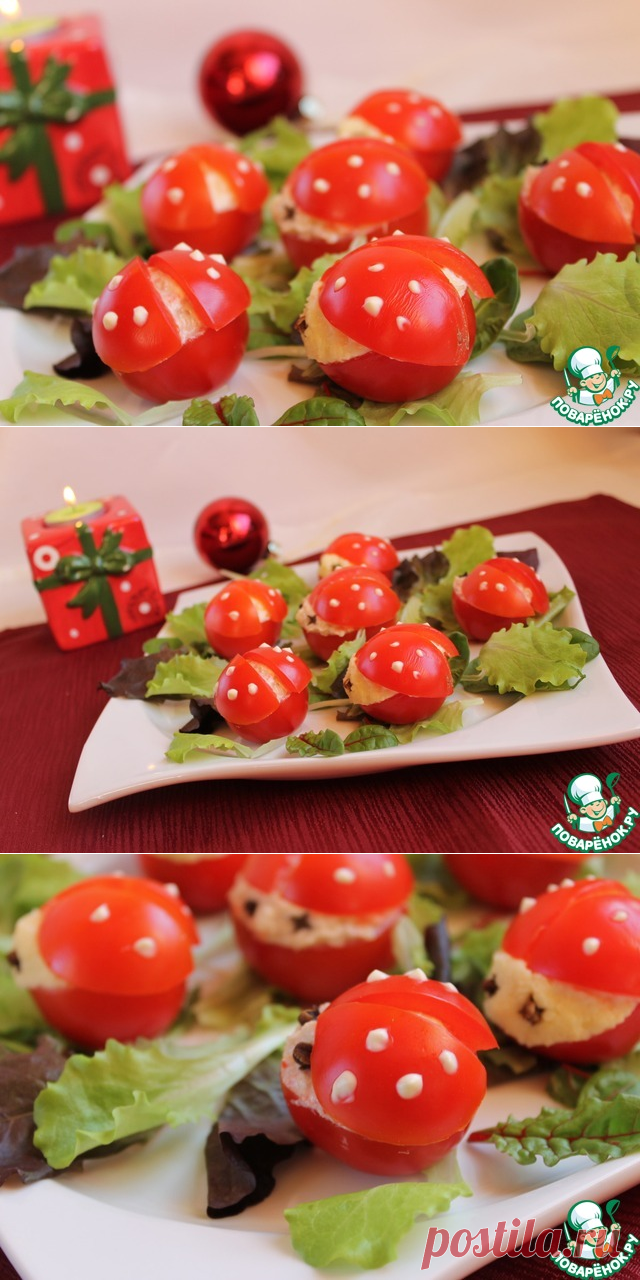 Закуска "Божьи коровки" с двумя начинками.