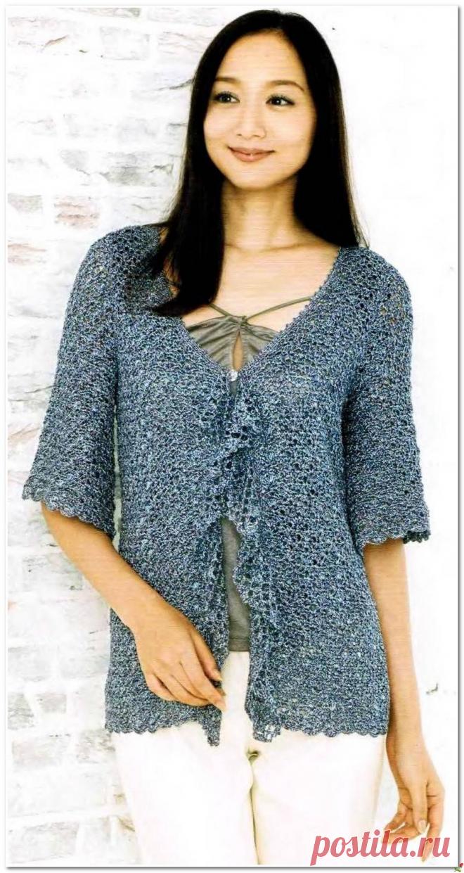 Ажурный жакет с рюшами. Крючком. Схемы. /  Обсуждение на LiveInternet - Российский Сервис Онлайн-Дневников