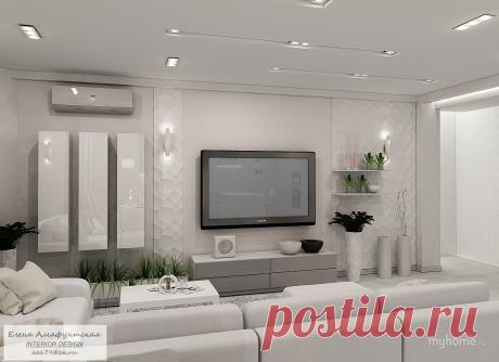 Монохром. Гостиная-кухня в квартире — Интерьеры квартир, домов — MyHome.ru