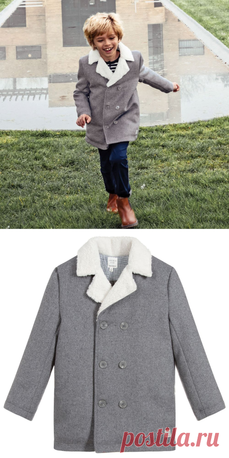 Carrément Beau - Boys Grey Wool Blend Coat | Childrensalon