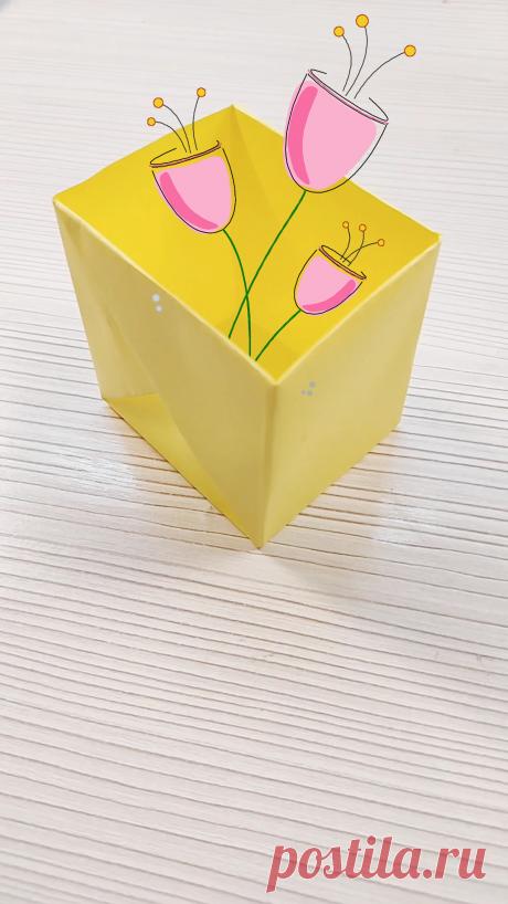 Видео: Как сделать своими руками коробочку оригами из бумаги без клея и ножниц