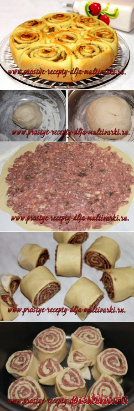 Вкусный дрожжевой пирог с мясом в мультиварке