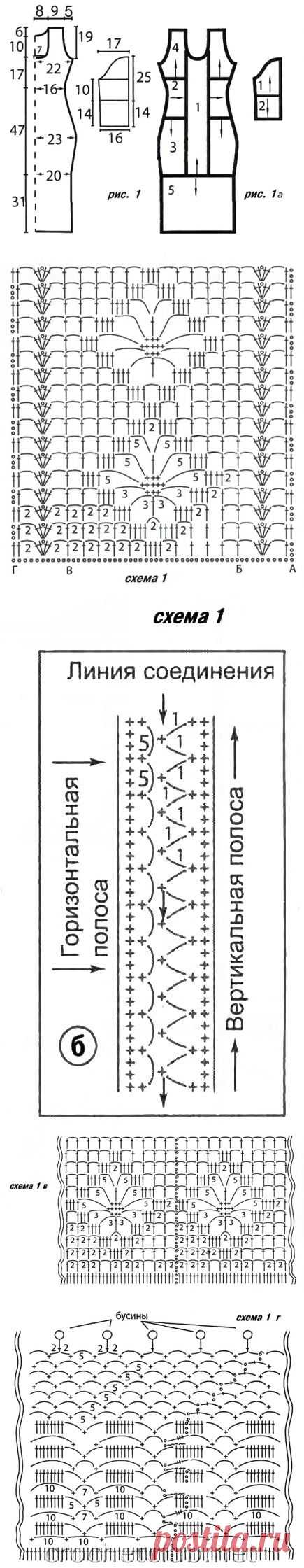 Схема вязания платья крючком