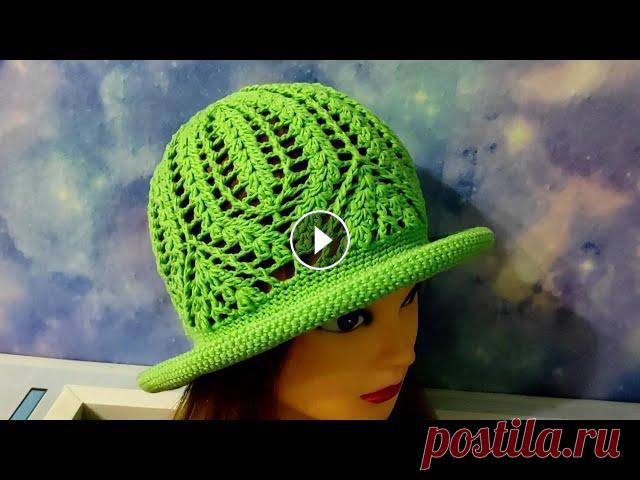 Ажурная, детская шляпка крючком.  Подробное видео для начинающих. Красивая шляпка крючком, связана из пряжи GAZZAL BABY COTTON, в 50гр.-165м., расход пряжи на 55р-р.65гр. Если Вам нравится мой канал и вы хотите его п...