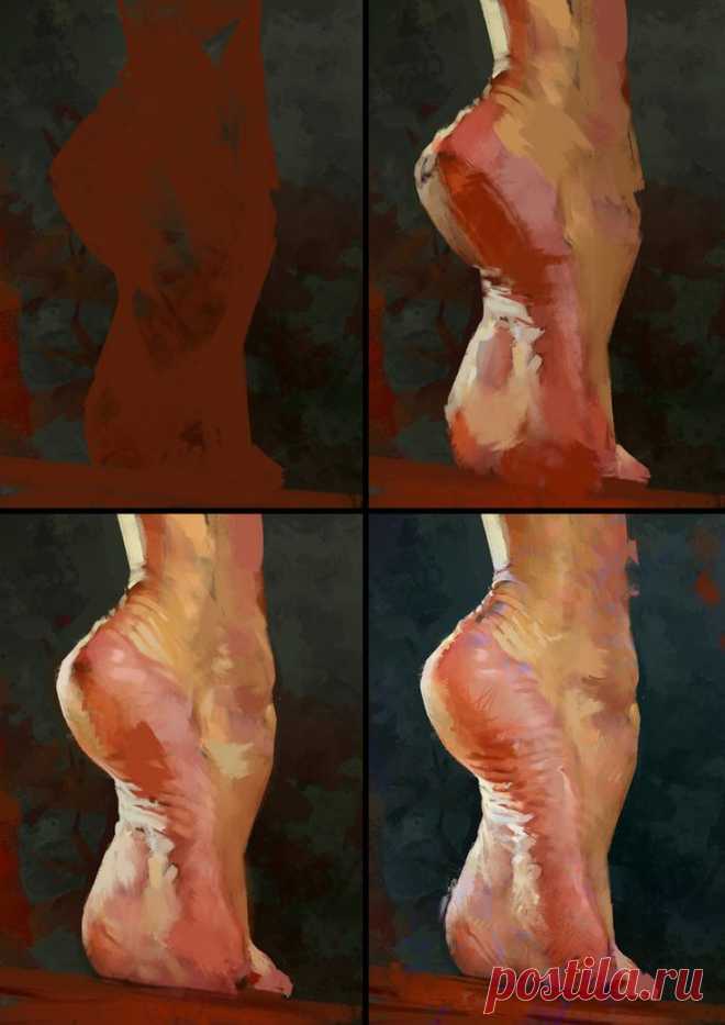 Рисуем стопу. Поэтапно. Цвет. Свет. Пластика.