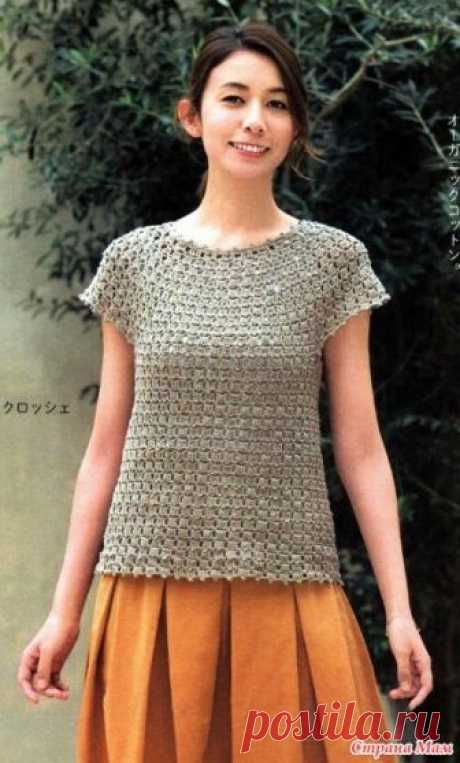 Ажурный топ с круглой кокеткой. Крючок. _Let`s_Boutigue_Knit_Series