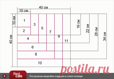 RedCafe | Построение выкройки подушек в стиле пэчворк