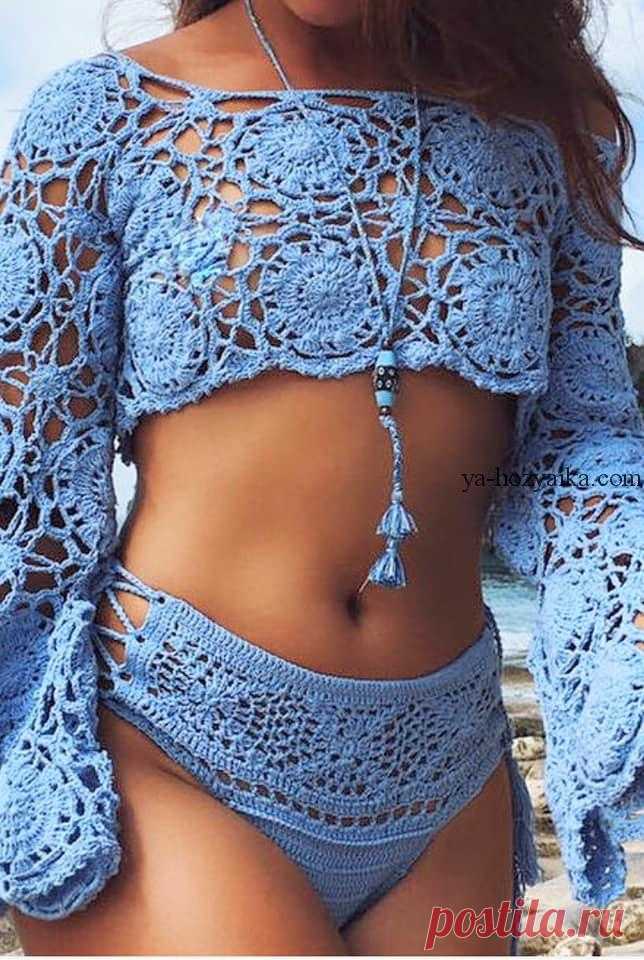 Стильный бикини крючком схемы. Купальники крючком 2020.