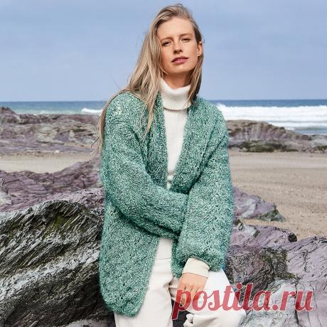 Кардиган с серебристой пряжей с пайетками - схема вязания спицами. Вяжем Кардиганы на Verena.ru