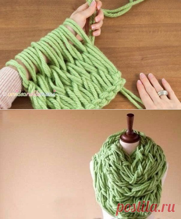 Вязание руками объемного шарфа. Мастер-класс. Никаких спиц и крючков — HandMade