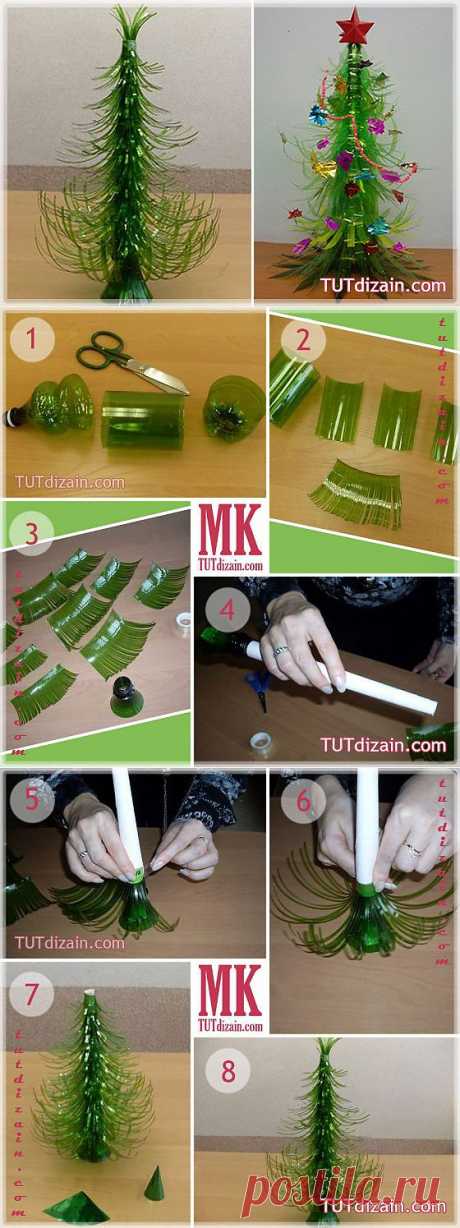 Елочка из пластиковой бутылки » Планета рукоделия