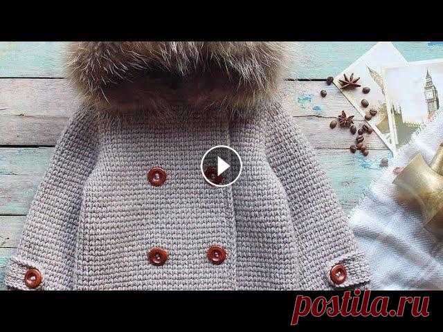 Вязаное пальто для девочки #вязание #пальто...
