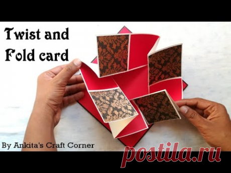 Tutorial - twist and fold card | square folding card | Scrapbook page ideas
