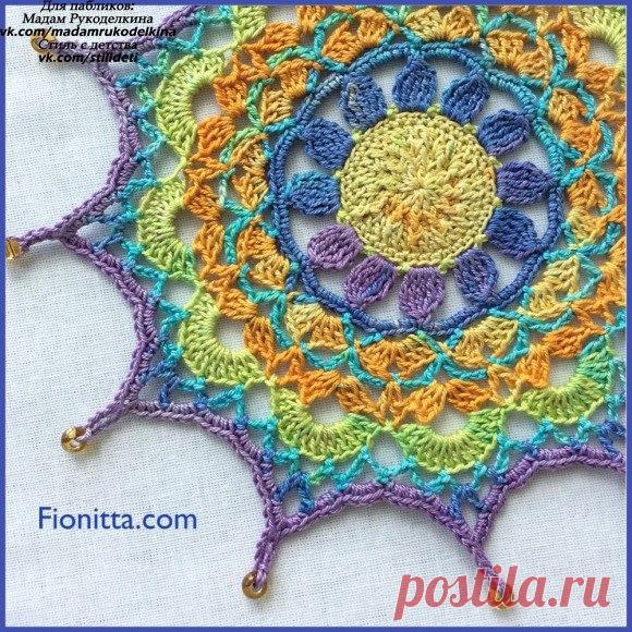 Вяжем крючком разноцветный мотив. Схема вязания 
#вязание_крючком 
#схема_вязания