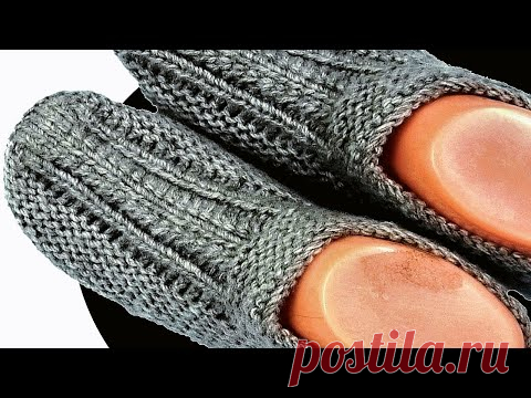 Дачные следки без единого шва на двух спицах. Связать носки без шва