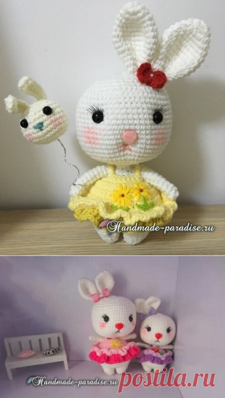 Зайка-малышка в платьице. Амигуруми - Handmade-Paradise