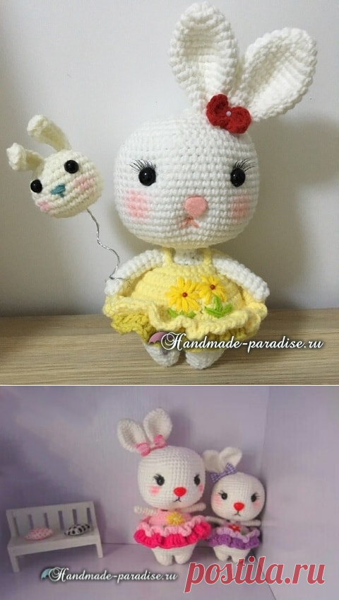 Зайка-малышка в платьице. Амигуруми - Handmade-Paradise