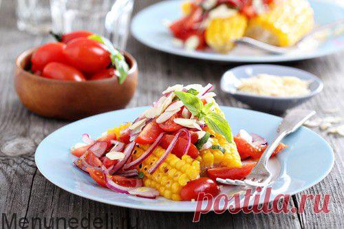 Салат из запеченной кукурузы с помидорами / Меню недели