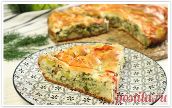 Кабачковая пицца-пирог на кефире - всего 5 минут у плиты и готово!